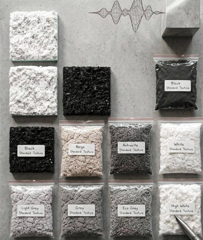 Amostras de cores da celulose projetada
